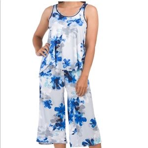 LAYLA Floral Blue Capri Pajama Set